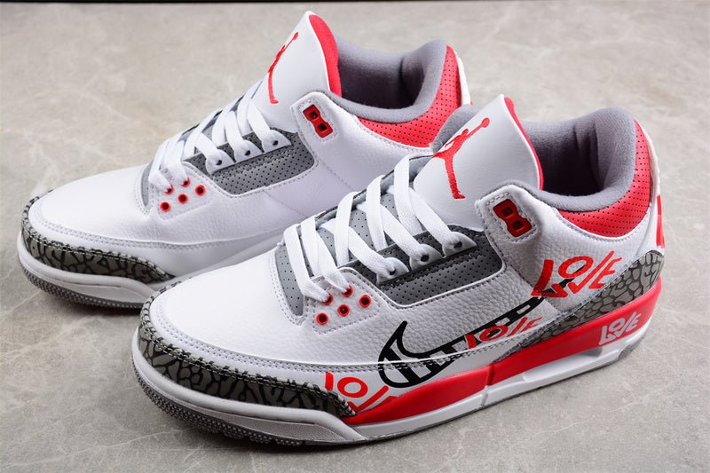 AIR Jordan 3 Retro Fire Red White - - Grey - Red Sneakers - Black Unisex Streetwear Limited Edition - **Air Jordan 3 Retro Fire Red White/Black/Grey/Red** Step into a piece of sneaker history with