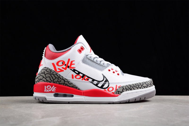 AIR Jordan 3 Retro Fire Red White - - Grey - Red Sneakers - Black Unisex Streetwear Limited Edition - **Air Jordan 3 Retro Fire Red White/Black/Grey/Red** Step into a piece of sneaker history with
