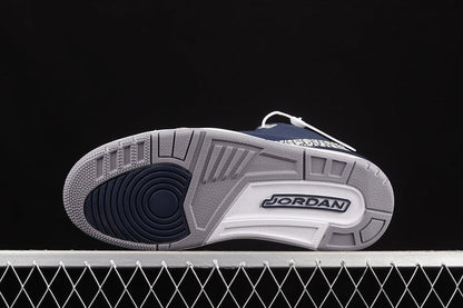 AIR Jordan 3 Retro Georgetown Midnight Navy - Cement Grey - - White Unisex Streetwear Limited Edition - The Air Jordan 3 Retro 'Georgetown' in Midnight Navy/Cement Grey/White is a striking tribute to
