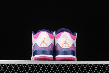AIR Jordan 3 Retro Gg Barely Grape - Hyper Crimson - Fire Sneakers - Pink Unisex Streetwear Limited Edition - The Air Jordan 3 Retro GG in Barely Grape/Hyper Crimson/Fire Pink is a vibrant and