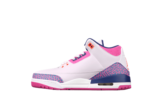 AIR Jordan 3 Retro Gg Barely Grape - Hyper Crimson - Fire Sneakers - Pink Unisex Streetwear Limited Edition - The Air Jordan 3 Retro GG in Barely Grape/Hyper Crimson/Fire Pink is a vibrant and