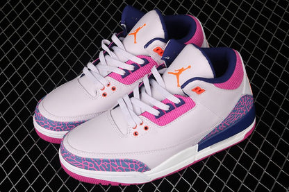AIR Jordan 3 Retro Gg Barely Grape - Hyper Crimson - Fire Sneakers - Pink Unisex Streetwear Limited Edition - The Air Jordan 3 Retro GG in Barely Grape/Hyper Crimson/Fire Pink is a vibrant and