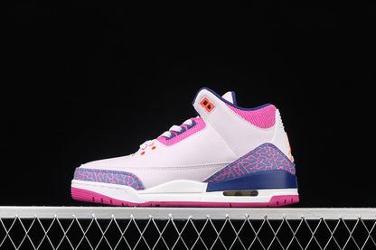 AIR Jordan 3 Retro Gg Barely Grape - Hyper Crimson - Fire Sneakers - Pink Unisex Streetwear Limited Edition - The Air Jordan 3 Retro GG in Barely Grape/Hyper Crimson/Fire Pink is a vibrant and