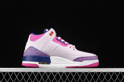 AIR Jordan 3 Retro Gg Barely Grape - Hyper Crimson - Fire Sneakers - Pink Unisex Streetwear Limited Edition - The Air Jordan 3 Retro GG in Barely Grape/Hyper Crimson/Fire Pink is a vibrant and