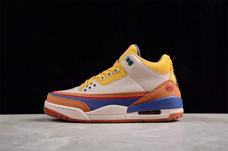 AIR Jordan 3 Retro Goku Brown - Yellow - Beige - Sneakers - Blue Unisex Streetwear Limited Edition - **Air Jordan 3 Retro Goku Brown/Yellow/Beige/Blue** Step into a bold fusion of heritage and vibrant
