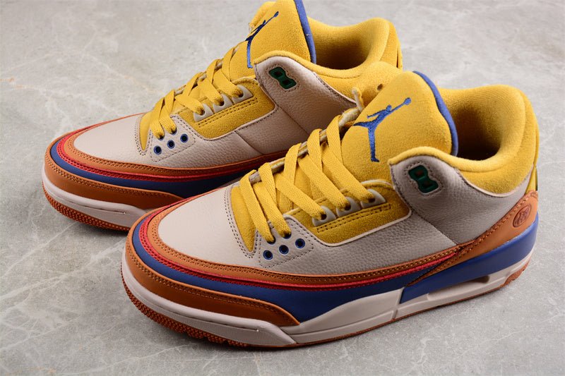 AIR Jordan 3 Retro Goku Brown - Yellow - Beige - Sneakers - Blue Unisex Streetwear Limited Edition - **Air Jordan 3 Retro Goku Brown/Yellow/Beige/Blue** Step into a bold fusion of heritage and vibrant