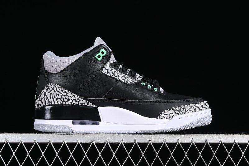 AIR Jordan 3 Retro Green Glow - Green Glow - Wolf Grey - White Sneakers - Black Unisex Streetwear Limited Edition