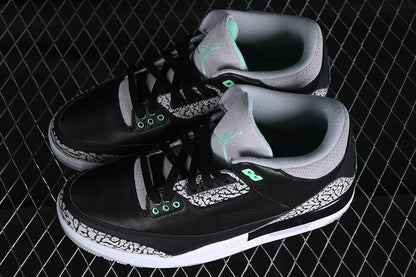 AIR Jordan 3 Retro Green Glow - Green Glow - Wolf Grey - White Sneakers - Black Unisex Streetwear Limited Edition