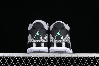 AIR Jordan 3 Retro Green Glow - Green Glow - Wolf Grey - White Sneakers - Black Unisex Streetwear Limited Edition