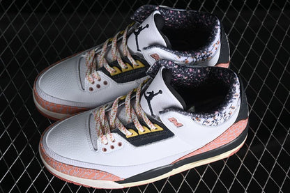 AIR Jordan 3 Retro Gs - Anthracite - Red Stardust - Sail - Saturn Gold Sneakers - White Unisex Streetwear Limited Edition - **Air Jordan 3 Retro GS White/Anthracite/Red Stardust/Sail/Saturn Gold** Ste