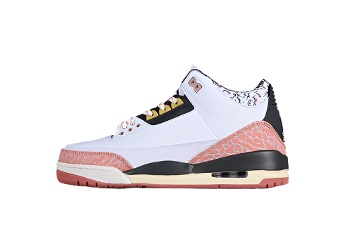 AIR Jordan 3 Retro Gs - Anthracite - Red Stardust - Sail - Saturn Gold Sneakers - White Unisex Streetwear Limited Edition - **Air Jordan 3 Retro GS White/Anthracite/Red Stardust/Sail/Saturn Gold** Ste