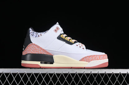 AIR Jordan 3 Retro Gs - Anthracite - Red Stardust - Sail - Saturn Gold Sneakers - White Unisex Streetwear Limited Edition - **Air Jordan 3 Retro GS White/Anthracite/Red Stardust/Sail/Saturn Gold** Ste