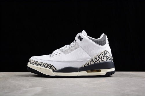 AIR Jordan 3 Retro Gs White - - Iron - Light Ash Grey - Sail - Cement Grey Sneakers - Black Unisex Streetwear Limited Edition - **Air Jordan 3 Retro GS White/Black/Iron/Light Ash Grey/Sail/Cement Grey
