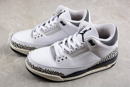 AIR Jordan 3 Retro Gs White - - Iron - Light Ash Grey - Sail - Cement Grey Sneakers - Black Unisex Streetwear Limited Edition - **Air Jordan 3 Retro GS White/Black/Iron/Light Ash Grey/Sail/Cement Grey
