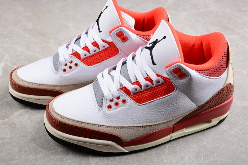 AIR Jordan 3 Retro Gs White - - Mars Stone - Team Orange Sneakers - Black Unisex Streetwear Limited Edition - **Air Jordan 3 Retro GS White/Black/Mars Stone/Team Orange** Step into a blend of vibrant