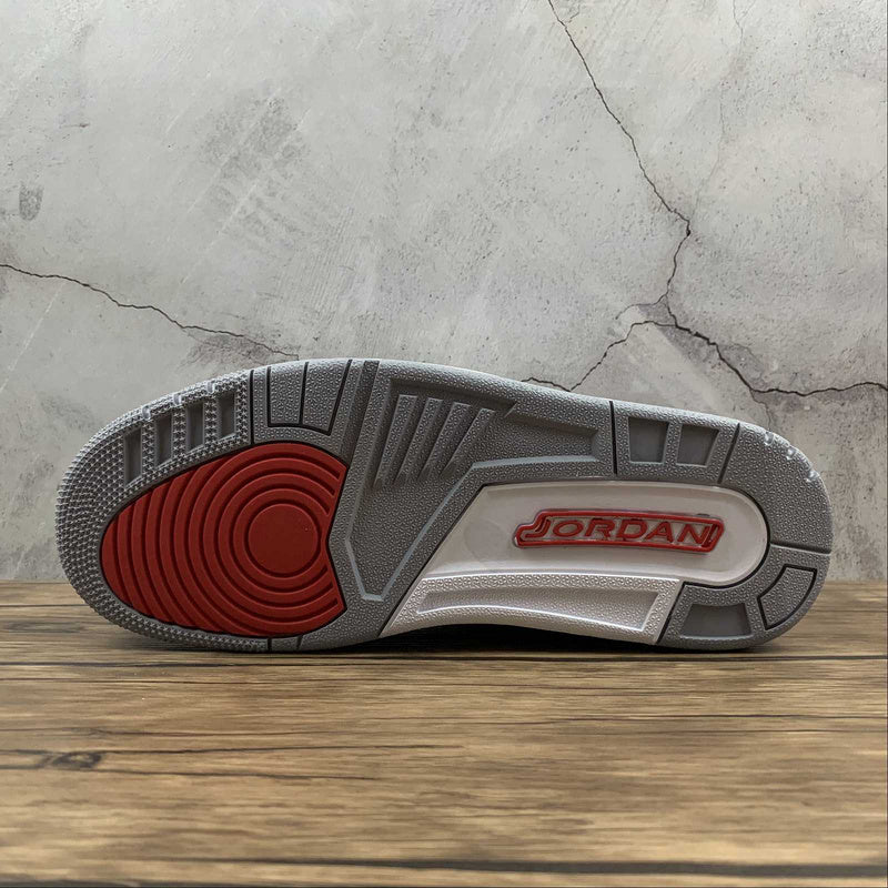 AIR Jordan 3 Retro Hall Of Fame White - Cement Grey-black-fire Red Unisex Streetwear Limited Edition - The Air Jordan 3 Retro 'Hall of Fame' in White/Cement Grey-Black-Fire Red, also known as