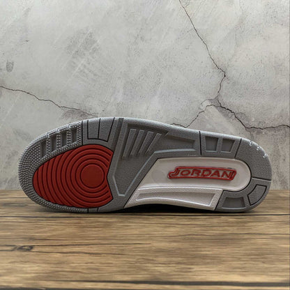 AIR Jordan 3 Retro Hall Of Fame White - Cement Grey-black-fire Red Unisex Streetwear Limited Edition - The Air Jordan 3 Retro 'Hall of Fame' in White/Cement Grey-Black-Fire Red, also known as