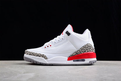 AIR Jordan 3 Retro Hall Of Fame White - Cement Grey-black-fire Red Sneakers Unisex Streetwear Limited Edition - **Air Jordan 3 Retro Hall of Fame White/Cement Grey-Black-Fire Red** Celebrate the legac