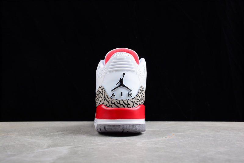 AIR Jordan 3 Retro Hall Of Fame White - Cement Grey-black-fire Red Sneakers Unisex Streetwear Limited Edition - **Air Jordan 3 Retro Hall of Fame White/Cement Grey-Black-Fire Red** Celebrate the legac