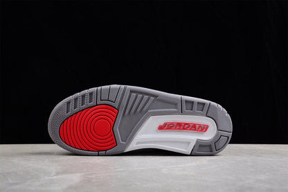 AIR Jordan 3 Retro Hall Of Fame White - Cement Grey-black-fire Red Sneakers Unisex Streetwear Limited Edition - **Air Jordan 3 Retro Hall of Fame White/Cement Grey-Black-Fire Red** Celebrate the legac