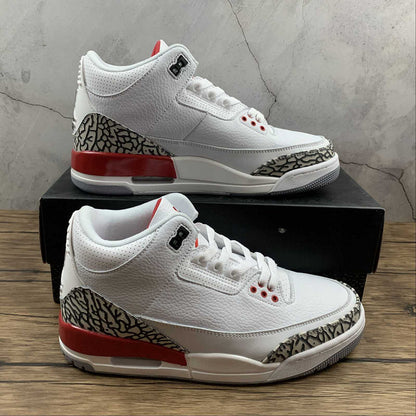 AIR Jordan 3 Retro Hall Of Fame White - Cement Grey-black-fire Red Unisex Streetwear Limited Edition - The Air Jordan 3 Retro 'Hall of Fame' in White/Cement Grey-Black-Fire Red, also known as