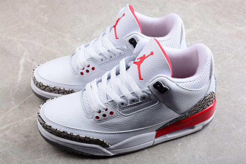AIR Jordan 3 Retro Hall Of Fame White - Cement Grey-black-fire Red Sneakers Unisex Streetwear Limited Edition - **Air Jordan 3 Retro Hall of Fame White/Cement Grey-Black-Fire Red** Celebrate the legac