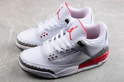 AIR Jordan 3 Retro Hall Of Fame White - Cement Grey-black-fire Red Sneakers Unisex Streetwear Limited Edition - **Air Jordan 3 Retro Hall of Fame White/Cement Grey-Black-Fire Red** Celebrate the legac