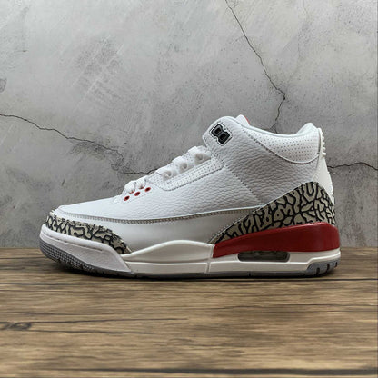 AIR Jordan 3 Retro Hall Of Fame White - Cement Grey-black-fire Red Unisex Streetwear Limited Edition - The Air Jordan 3 Retro 'Hall of Fame' in White/Cement Grey-Black-Fire Red, also known as