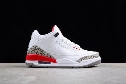 AIR Jordan 3 Retro Hall Of Fame White - Cement Grey-black-fire Red Sneakers Unisex Streetwear Limited Edition - **Air Jordan 3 Retro Hall of Fame White/Cement Grey-Black-Fire Red** Celebrate the legac