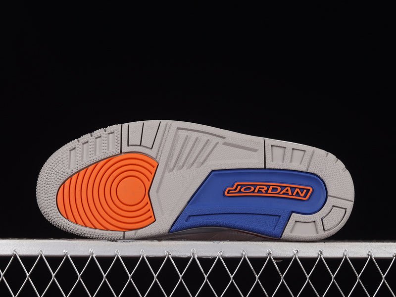 AIR Jordan 3 Retro Knicks - Old Royal-university Orange-tech Grey Sneakers - White Unisex Streetwear Limited Edition - **Air Jordan 3 Retro Knicks White/Old Royal-University Orange-Tech Grey** Celebra