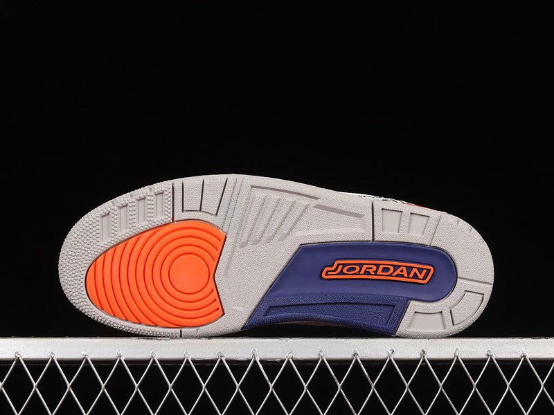 AIR Jordan 3 Retro Knicks - Old Royal-university Orange-tech Grey Sneakers - White Unisex Streetwear Limited Edition - **Air Jordan 3 Retro Knicks White/Old Royal-University Orange-Tech Grey** Celebra