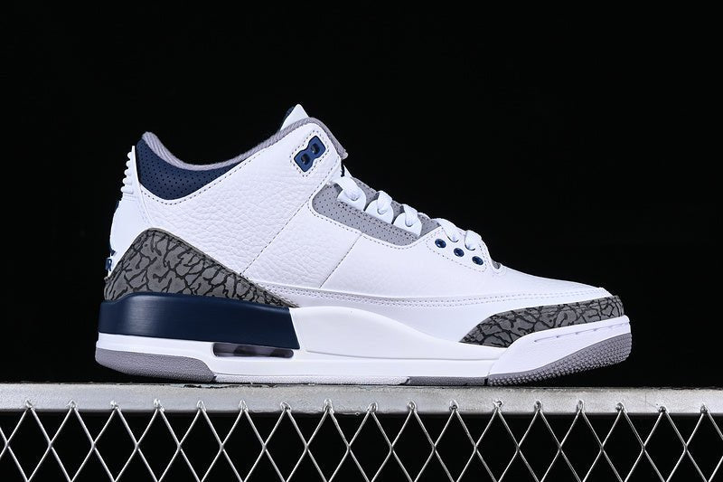 AIR Jordan 3 Retro Midnight Navy White - - Grey - Blue Sneakers - Black Unisex Streetwear Limited Edition - **Air Jordan 3 Retro Midnight Navy White/Black/Grey/Blue** Step into timeless style with the