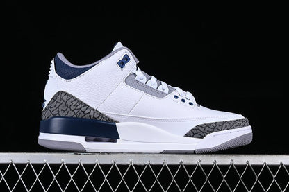 AIR Jordan 3 Retro Midnight Navy White - - Grey - Blue Sneakers - Black Unisex Streetwear Limited Edition - **Air Jordan 3 Retro Midnight Navy White/Black/Grey/Blue** Step into timeless style with the