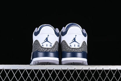 AIR Jordan 3 Retro Midnight Navy White - - Grey - Blue Sneakers - Black Unisex Streetwear Limited Edition - **Air Jordan 3 Retro Midnight Navy White/Black/Grey/Blue** Step into timeless style with the