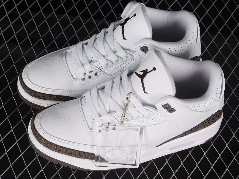 AIR Jordan 3 Retro Mocha - Chrome-dark Mocha Sneakers - White Unisex Streetwear Limited Edition - **Air Jordan 3 Retro Mocha White/Chrome-Dark Mocha** Step into a blend of subtle elegance and