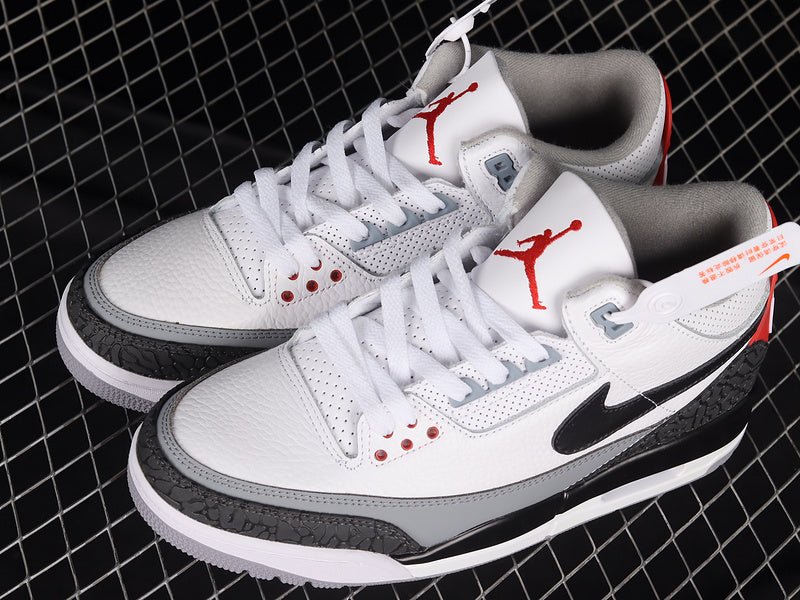 AIR Jordan 3 Retro Nrg Tinker White - Fire Red-cement Grey-black Sneakers Unisex Streetwear Limited Edition - **Air Jordan 3 Retro NRG Tinker White/Fire Red-Cement Grey-Black** Celebrate the genius of