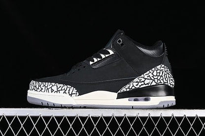 AIR Jordan 3 Retro Off Noir White - - Grey Sneakers - Black Unisex Streetwear Limited Edition - **Air Jordan 3 Retro Off Noir White/Black/Grey** Step into a blend of timeless style and
