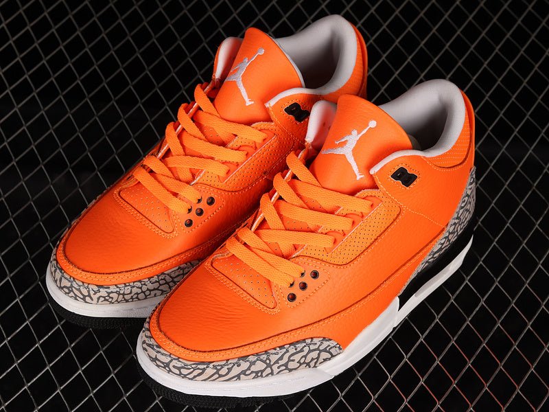 AIR Jordan 3 Retro Orange - White - Sneakers - Black Unisex Streetwear Limited Edition - **Air Jordan 3 Retro Orange/White/Black** Step into a bold blend of vibrant colors and classic