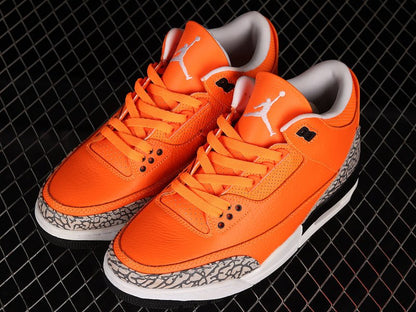 AIR Jordan 3 Retro Orange - White - Sneakers - Black Unisex Streetwear Limited Edition - **Air Jordan 3 Retro Orange/White/Black** Step into a bold blend of vibrant colors and classic