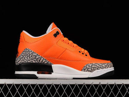 AIR Jordan 3 Retro Orange - White - Sneakers - Black Unisex Streetwear Limited Edition - **Air Jordan 3 Retro Orange/White/Black** Step into a bold blend of vibrant colors and classic