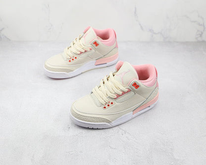 AIR Jordan 3 Retro Sail - Rust Pink - - Crimson - White Unisex Streetwear Limited Edition - The Air Jordan 3 Retro Sail/Rust Pink/White/Crimson brings a fresh twist to a classic silhouette