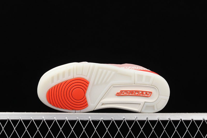 AIR Jordan 3 Retro Sail - Rust Pink - - Crimson Sneakers - White Unisex Streetwear Limited Edition - The Air Jordan 3 Retro in Sail/Rust Pink/White/Crimson is a stunning blend of soft tones