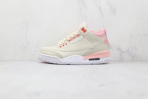 AIR Jordan 3 Retro Sail - Rust Pink - - Crimson - White Unisex Streetwear Limited Edition - The Air Jordan 3 Retro Sail/Rust Pink/White/Crimson brings a fresh twist to a classic silhouette