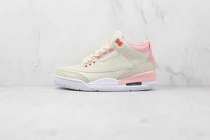 AIR Jordan 3 Retro Sail - Rust Pink - - Crimson - White Unisex Streetwear Limited Edition - The Air Jordan 3 Retro Sail/Rust Pink/White/Crimson brings a fresh twist to a classic silhouette