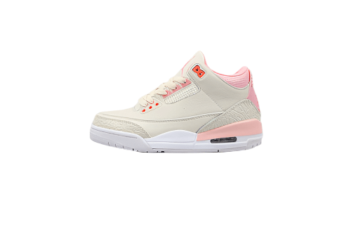 AIR Jordan 3 Retro Sail - Rust Pink - - Crimson - White Unisex Streetwear Limited Edition - The Air Jordan 3 Retro Sail/Rust Pink/White/Crimson brings a fresh twist to a classic silhouette