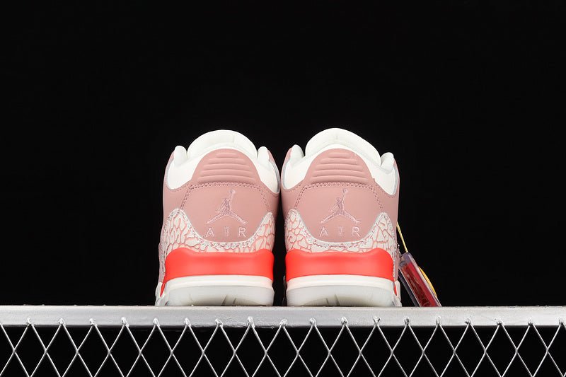 AIR Jordan 3 Retro Sail - Rust Pink - - Crimson Sneakers - White Unisex Streetwear Limited Edition - The Air Jordan 3 Retro in Sail/Rust Pink/White/Crimson is a stunning blend of soft tones