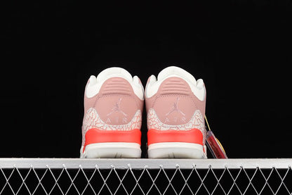 AIR Jordan 3 Retro Sail - Rust Pink - - Crimson Sneakers - White Unisex Streetwear Limited Edition - The Air Jordan 3 Retro in Sail/Rust Pink/White/Crimson is a stunning blend of soft tones