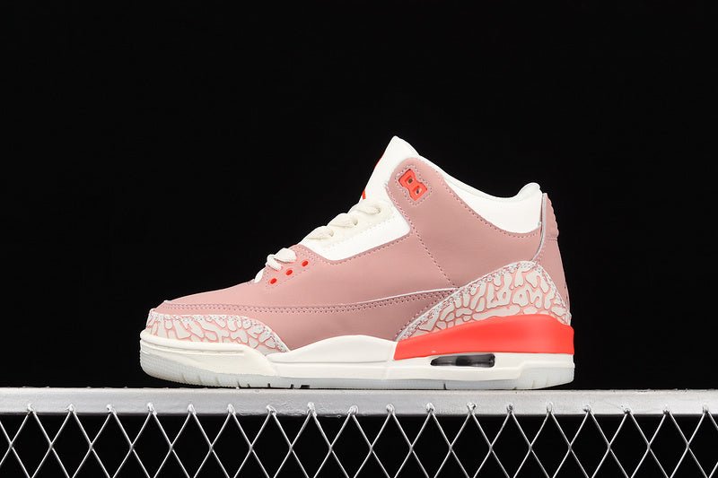 AIR Jordan 3 Retro Sail - Rust Pink - - Crimson Sneakers - White Unisex Streetwear Limited Edition - The Air Jordan 3 Retro in Sail/Rust Pink/White/Crimson is a stunning blend of soft tones