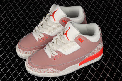 AIR Jordan 3 Retro Sail - Rust Pink - - Crimson Sneakers - White Unisex Streetwear Limited Edition - The Air Jordan 3 Retro in Sail/Rust Pink/White/Crimson is a stunning blend of soft tones