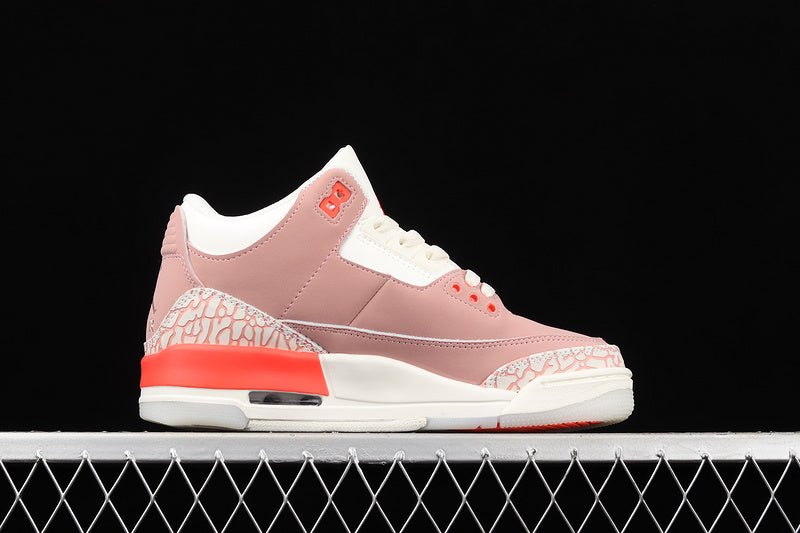 AIR Jordan 3 Retro Sail - Rust Pink - - Crimson Sneakers - White Unisex Streetwear Limited Edition - The Air Jordan 3 Retro in Sail/Rust Pink/White/Crimson is a stunning blend of soft tones